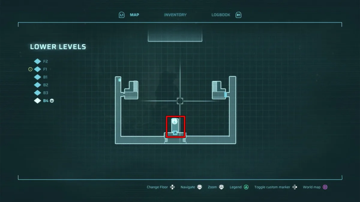 The Lower Levels map — the Incinerator lies deep below the main floors — in-game map capture