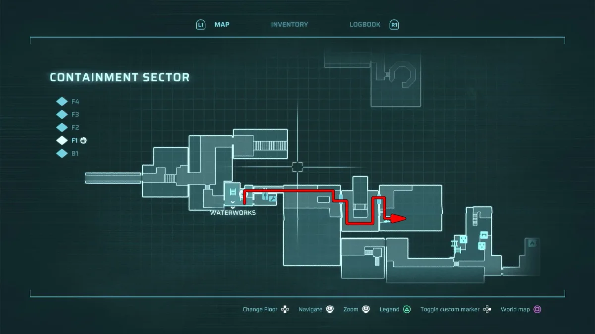 The Containment Sector map — code CO-001 hides down on B1 — in-game map capture